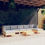 vidaXL 8-delige Loungeset met grijze kussens grenenhout, Tuin en Terras, Tuinsets en Loungesets, Verzenden, Nieuw, 8 zitplaatsen