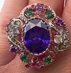 Zonder Minimumprijs - Ring - 9 kt. Roségoud, Zilver Amethist, Nieuw
