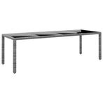 vidaXL Tuintafel 250x100x75 cm gehard glas en poly rattan, Tuin en Terras, Tuintafels, Verzenden, Nieuw