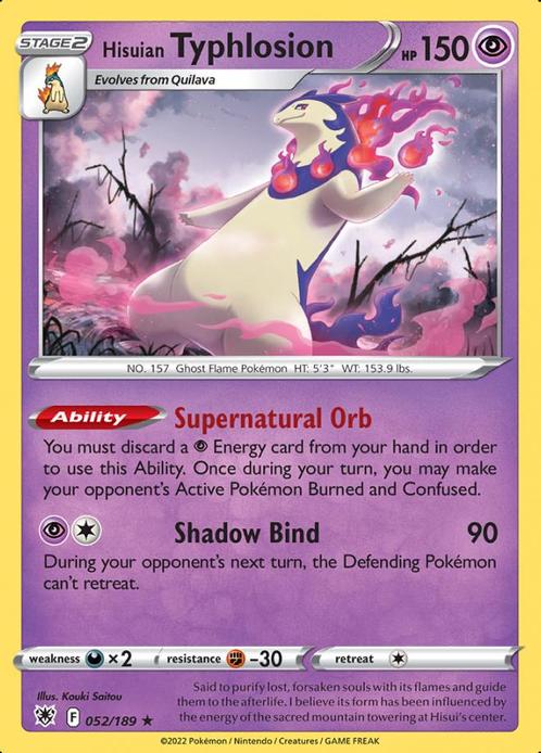 Hisuian Typhlosion 052/189 Holo Astral Radiance, Hobby en Vrije tijd, Verzamelkaartspellen | Pokémon, Losse kaart, Nieuw, Foil