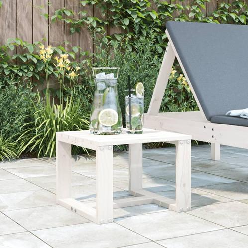 vidaXL Tuinbijzettafel 40x38x28,5 cm massief grenenhout wit, Tuin en Terras, Tuintafels, Nieuw, Verzenden