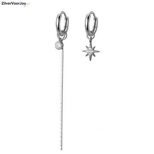 Zilveren star bar huggie hoops, Sieraden, Tassen en Uiterlijk, Oorbellen, Nieuw, Verzenden