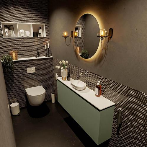 MONDIAZ FOWY toiletmeubel 120cm kleur army. Waskom positie, Doe-het-zelf en Verbouw, Sanitair, Bad, Nieuw, Ophalen of Verzenden