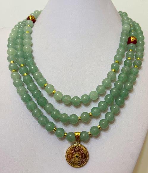 Collar de Aventurina Verde con  Pajaro de la Suerte y, Antiek en Kunst, Antiek | Boeken en Bijbels