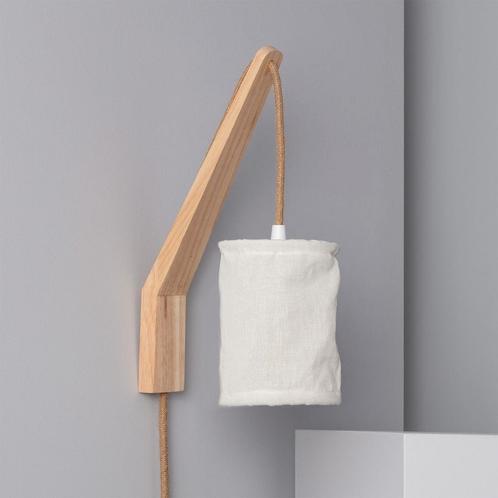 ACTIE: Wandlamp slaapkamer hout Kanzi lamp E27 fitting FOIR, Huis en Inrichting, Lampen | Wandlampen, Verzenden