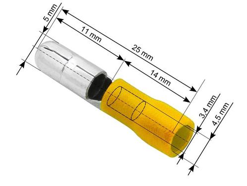 Kabelschoen Rond Geel - Insteekbreedte 5 mm Lengte 25 mm - 1, Doe-het-zelf en Verbouw, Overige Doe-het-zelf en Verbouw, Nieuw