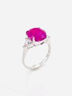 Ring Platina - 7.09ct. tw. Robijn - Saffier - Birma Robijn, Sieraden, Tassen en Uiterlijk, Ringen, Nieuw
