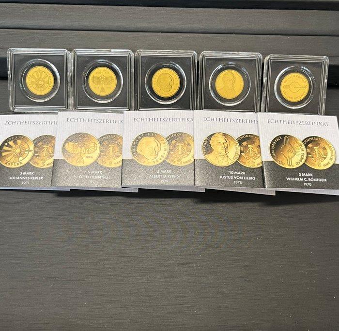 Duitsland. 4x 5 Mark, 1x 10 Mark 5x 1/1000 oz - Gold .999, Postzegels en Munten, Munten | Europa | Niet-Euromunten