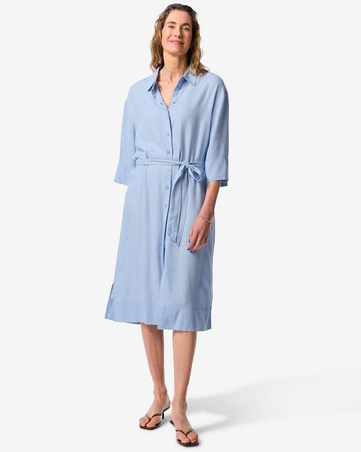 HEMA Damesjurk Dawn regular fit lichtblauw, Kleding | Dames, Jurken, Nieuw, Verzenden