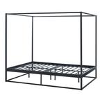 [en.casa] Hemelbed Kristianstad met bedbodem 140x200 cm zwar, Verzenden, Nieuw