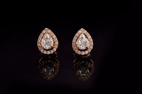 Oorbellen - 18 karaat Roségoud - 0.41ct. tw. Diamant, Sieraden, Tassen en Uiterlijk, Oorbellen