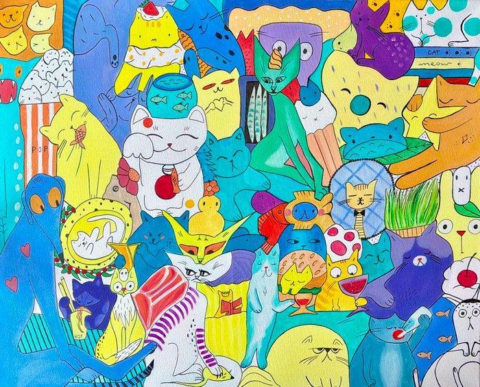 limen - XL Cat Labyrinth III, Antiek en Kunst, Kunst | Schilderijen | Modern