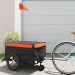 vidaXL Fietstrailer 45 kg ijzer zwart en oranje, Fietsen en Brommers, Fietsaccessoires | Aanhangers en Karren, Verzenden, Nieuw