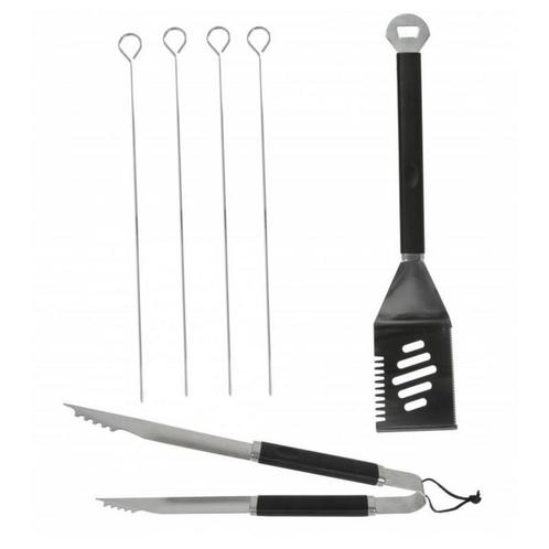 BBQ Collection 6-delige RVS BBQ-set - Spatel met opener,..., Tuin en Terras, Barbecue-accessoires, Nieuw, Ophalen of Verzenden
