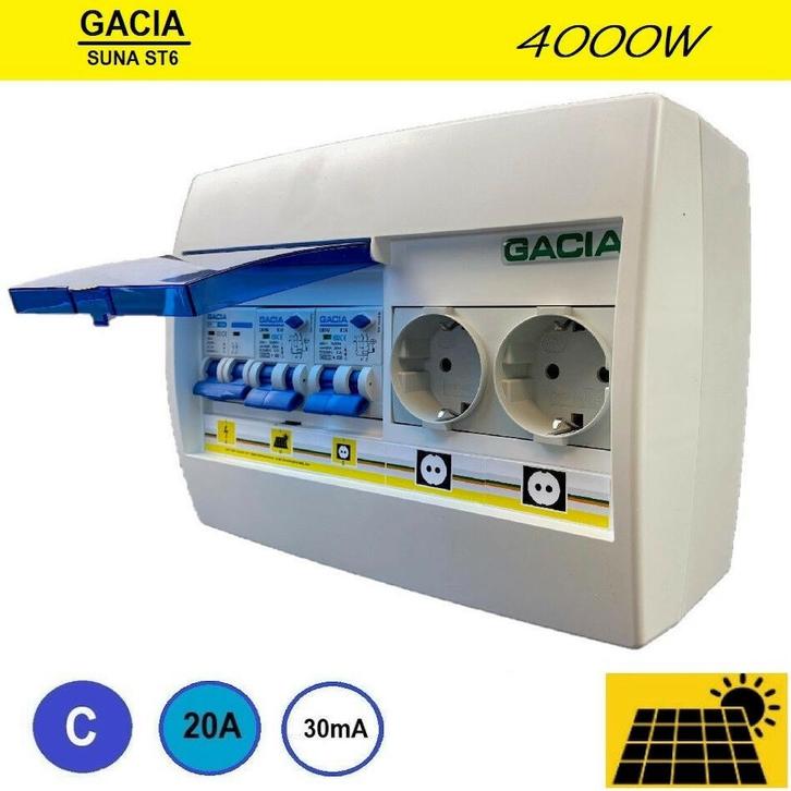 Gacia pv verdeler ST6 SUNA 4000W - 1x ALA C20 + 2x WCD, Doe-het-zelf en Verbouw, Elektra en Kabels, Ophalen of Verzenden