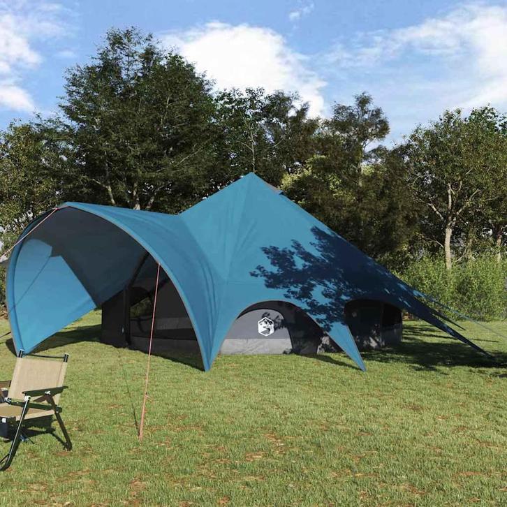 vidaXL Teepee Tent met dak Blauw en Grijs 600 x 600 x 347 cm, Caravans en Kamperen, Tenten, Nieuw, Verzenden