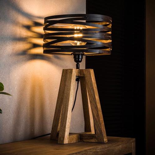 *WOONWINKEL* Tafellamp Hout Met Metaal, Huis en Inrichting, Lampen | Tafellampen, Nieuw, Verzenden