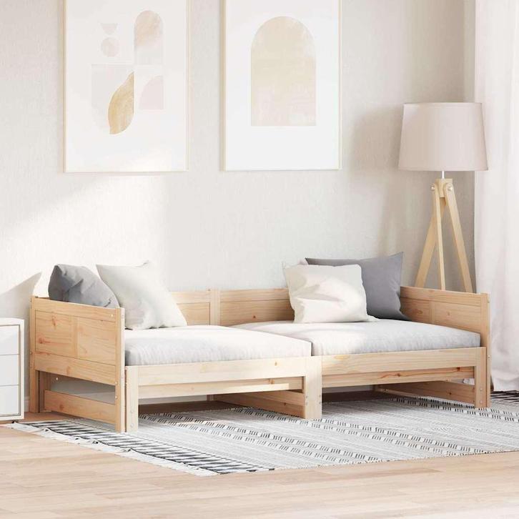 vidaXL Uittrekbare Dagbed Bruin 180 x 200 cm Massief, Huis en Inrichting, Slaapkamer | Bedden, Bruin, Nieuw, Hout, Verzenden