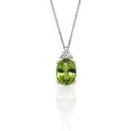 Ketting met hanger - 14 karaat Witgoud - 3.71ct. tw. Olivijn