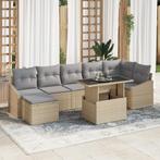 vidaXL 8-delige tuinsofa set met beige poly rieten kussens, Verzenden, Nieuw, Rotan