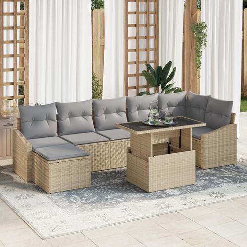 vidaXL 8-delige tuinsofa set met beige poly rieten kussens, Tuin en Terras, Tuinsets en Loungesets, Nieuw, Rotan, Verzenden