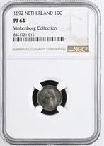 Koningin Wilhelmina 10 cent 1892 Proof NGC PF64 Vinkenborg, Postzegels en Munten, Munten | Nederland, Verzenden, Zilver, 10 cent