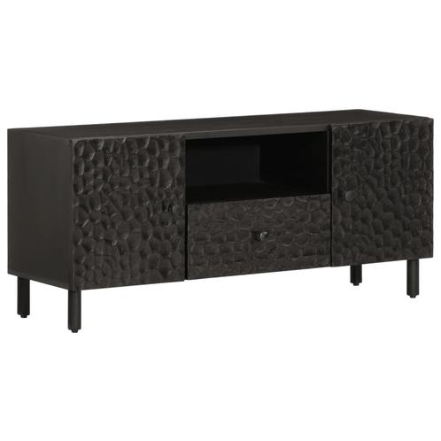 vidaXL Tv-meubel 105x33x46 cm massief mangohout zwart, Huis en Inrichting, Kasten | Televisiemeubels, Nieuw, Overige houtsoorten