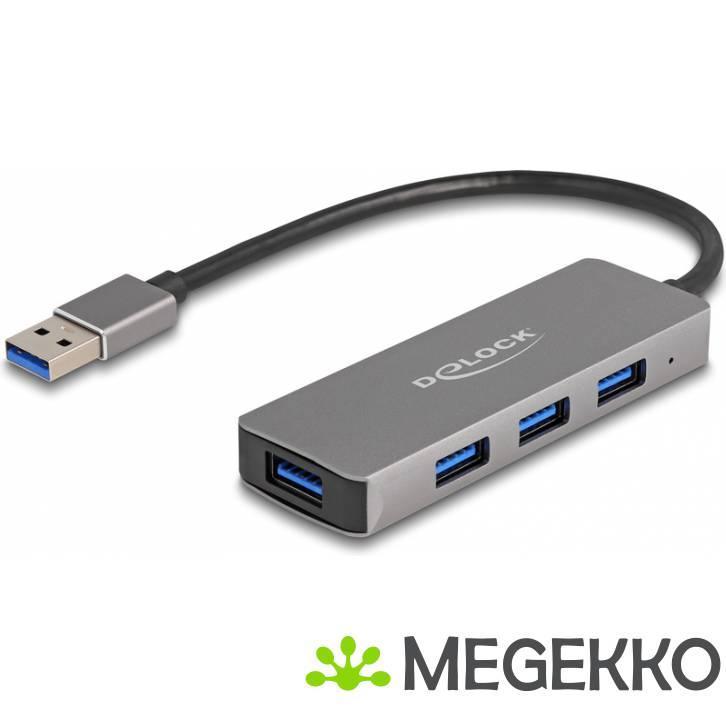 Delock 63171 4-poorts USB 5 Gbps hub met USB, Computers en Software, USB Sticks, Nieuw, Verzenden