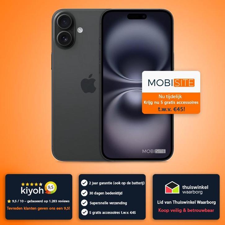 Apple iPhone 16 Zwart | 4 Gratis Accessoires – Accu tot 100%, Telecommunicatie, Mobiele telefoons | Apple iPhone, Refurbished