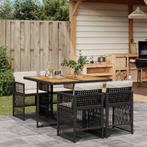 vidaXL 5-delige Tuinset met kussens poly rattan zwart, 4 zitplaatsen, Nieuw, Tuinset, Verzenden