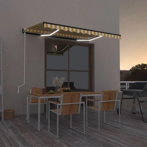 Luifel automatisch met LED en windsensor 350x250 cm geel en, Tuin en Terras, Zonneschermen, Nieuw, Verzenden