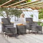vidaXL 5-delige Bistroset poly rattan en massief acaciahout, Verzenden, Nieuw, Rotan