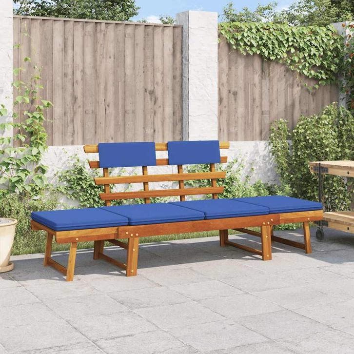 vidaXL Tuinbank met kussens 2-in-1 190 cm massief acaciahout, Tuin en Terras, Tuinbanken, Nieuw, Hout, Verzenden