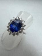 Ring - 18 karaat Witgoud Saffier - Diamant - Ceylon Saffier,, Nieuw