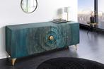 Handgemaakt dressoir GOLDEN SUNSET 180cm turquoise goud, Huis en Inrichting, Kasten | Dressoirs, Ophalen of Verzenden, Nieuw