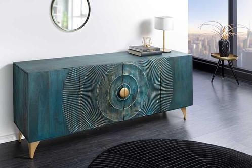 Handgemaakt dressoir GOLDEN SUNSET 180cm turquoise goud, Huis en Inrichting, Kasten | Dressoirs, Ophalen of Verzenden