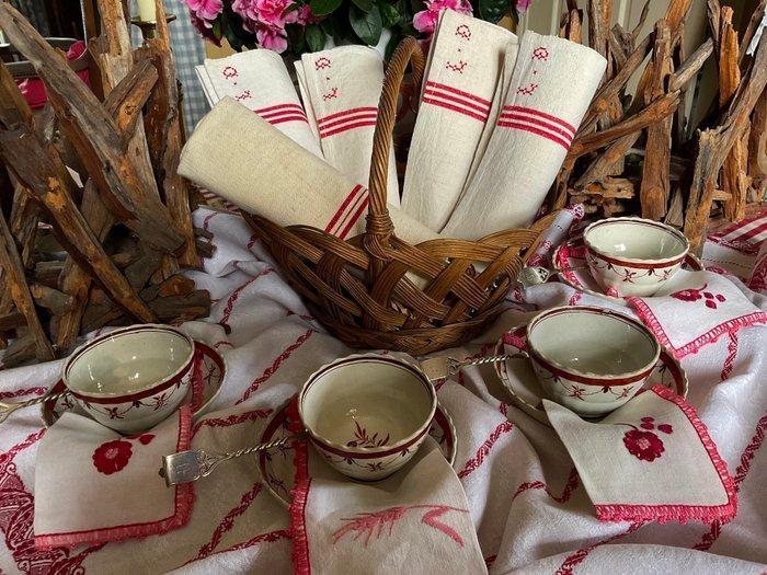 5 linnen theedoeken uit de late 19e eeuw met initialen L.D., Antiek en Kunst, Antiek | Kleden en Textiel