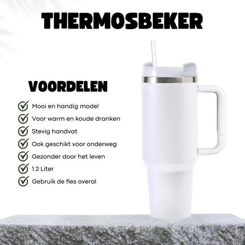 Thermosbeker 1.2 liter wit RVS voor warm en koude dranken, Huis en Inrichting, Keuken | Servies, Overige typen, Nieuw, Overige materialen