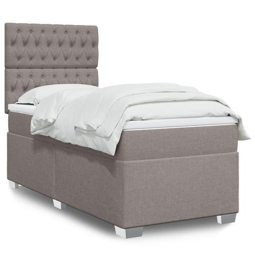 vidaXL Boxspring met matras stof taupe 90x190 cm, Huis en Inrichting, Slaapkamer | Bedden, 90 cm, 190 cm of minder, Eenpersoons