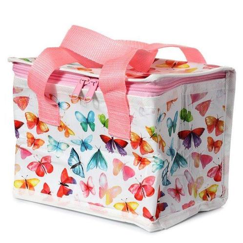 Koeltas/Lunchtas Gerecycled - Vlinders - Wit met gekleurde v, Sieraden, Tassen en Uiterlijk, Tassen | Schooltassen, Roze, Nieuw