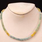 Beryl ketting: aquamarijn en heliodor in tinten blauw en
