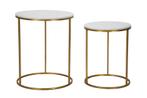 TAFEL EENVOUDIG MARMER PAAR Ø 52X63-42X53, Huis en Inrichting, Tafels | Sidetables, Ophalen of Verzenden, Nieuw