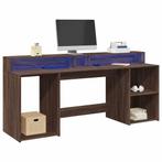 vidaXL Bureau met LED-verlichting 200x55x91 cm hout bruin, Huis en Inrichting, Bureaus, Verzenden, Nieuw