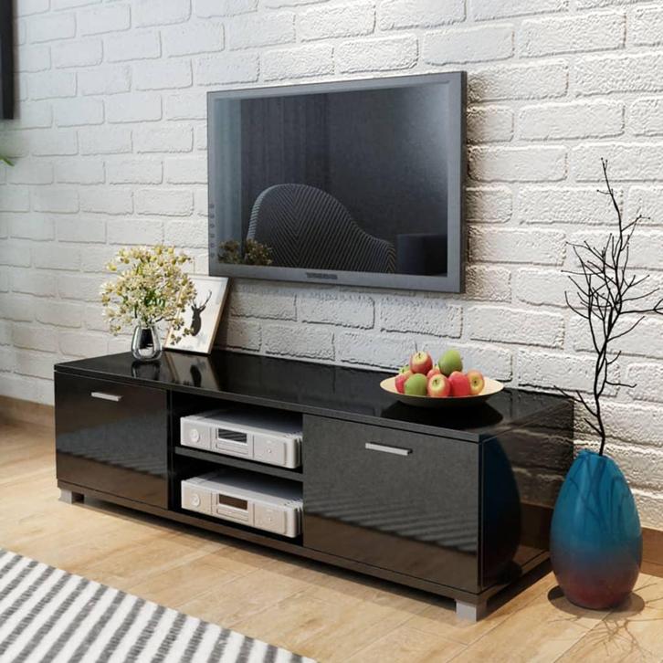 vidaXL Tv-meubel 140x40,5x35 cm hoogglans zwart, Huis en Inrichting, Kasten | Televisiemeubels, 25 tot 50 cm, Nieuw, Overige houtsoorten