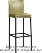 Set van 4 Gele leren moderne barkrukken - poot vierkant rvs, Nieuw, Leer, Ophalen of Verzenden, Vier