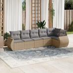 vidaXL 6-delige Loungeset met kussens poly rattan beige, Verzenden, Nieuw, Rotan, Loungeset