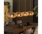 Hanglamp Stripes 4 lampen mangohout - naturel, Huis en Inrichting, Lampen | Hanglampen, Nieuw, Ophalen of Verzenden