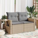 vidaXL Tuinbank 2-zits met kussens poly rattan beige, Tuin en Terras, Tuinsets en Loungesets, Verzenden, Nieuw, Rotan