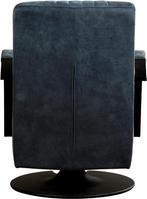 Blauwe leren industriële draaifauteuil - staal zwart frame m, Nieuw, Ophalen of Verzenden, Modern, 50 tot 75 cm