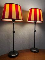 Tafellamp (2) - Messing, Stof - een paar tafellampen